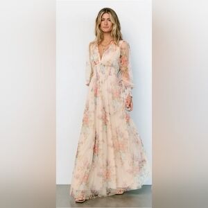 Baltic Born Layla Tulle Maxi Dress, Romatic Floral, Cottagecore, Size XS
